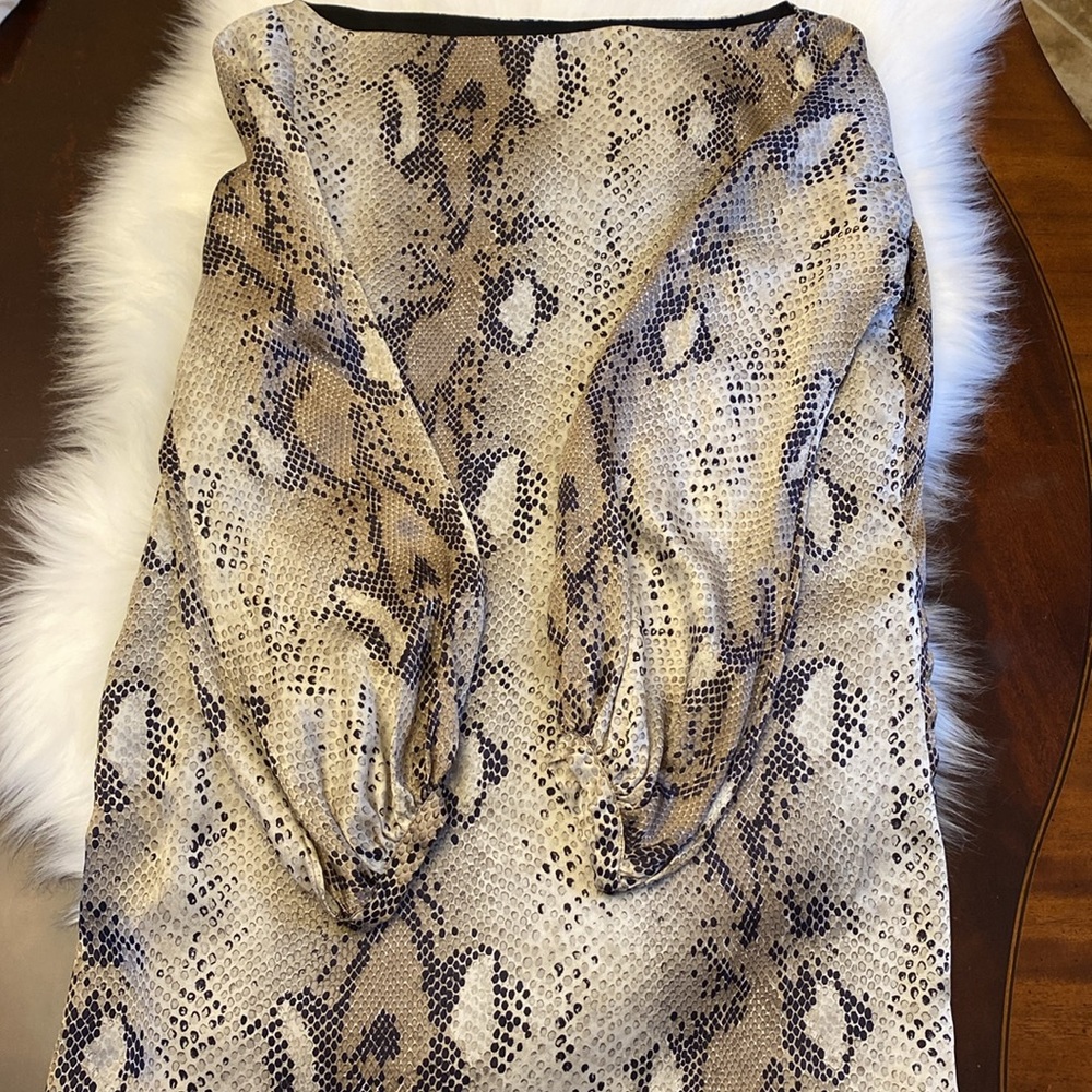 Zara Snake Print Silk mini Dress, Long Sleeves, M